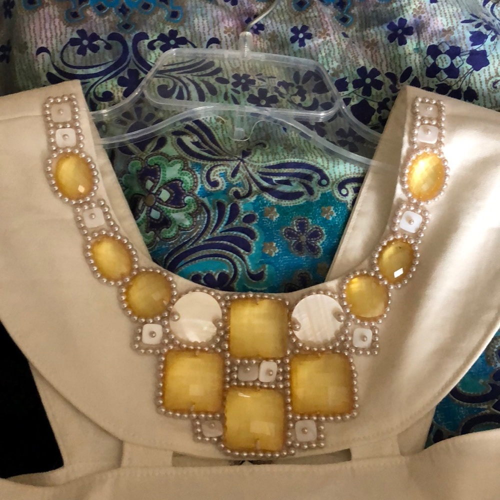 White dress with beautiful jeweled neckline